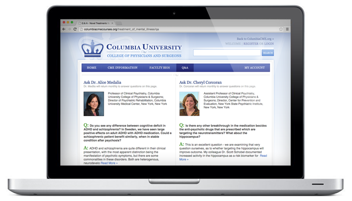 Columbia University Learning Communities Computer Screen