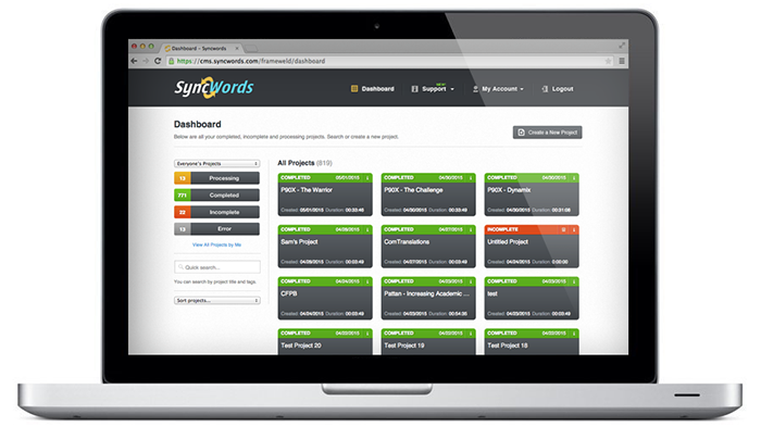SyncWords Dashboard
